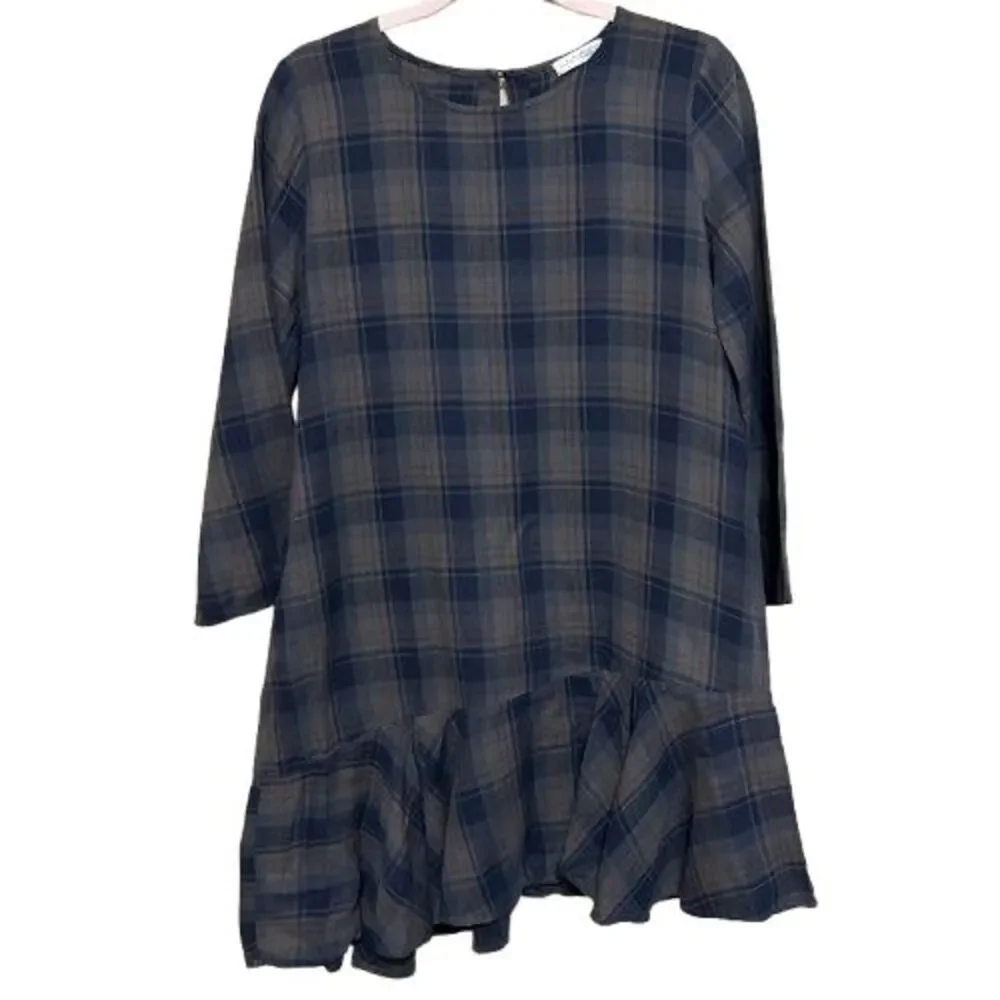 Free People x CP Shades Drop It Low Tunic Dress Women Medium Plaid Cotton Linen